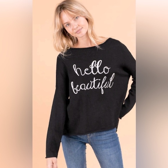 Gilli Hello Beautiful Black Embroidered Sweater - Small - Picture 2 of 10